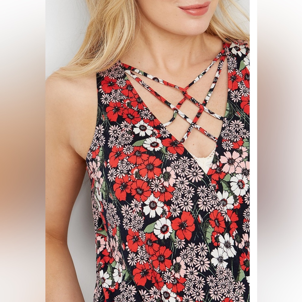 Maurice’s 24/7 floral tank with strappy neckline